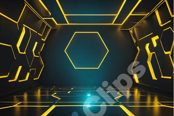 Neon Yellow Hexagon Background