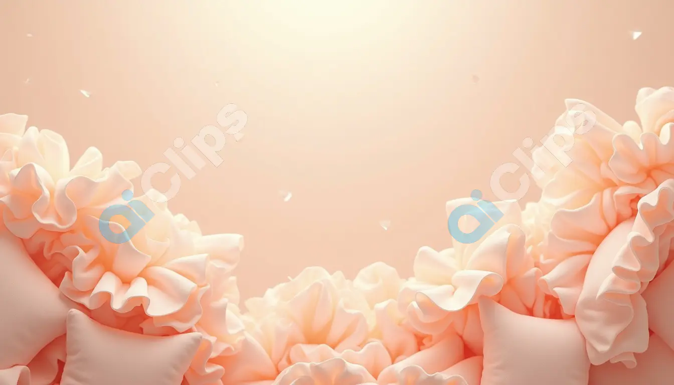 Luxurious Ruffled Cushions on Soft Peach Background
