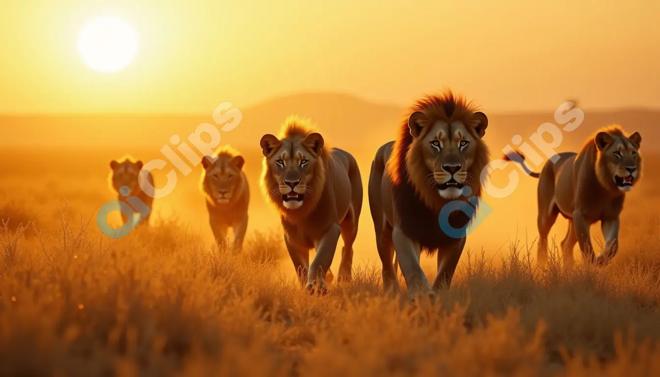 Majestic Lions at Sunset