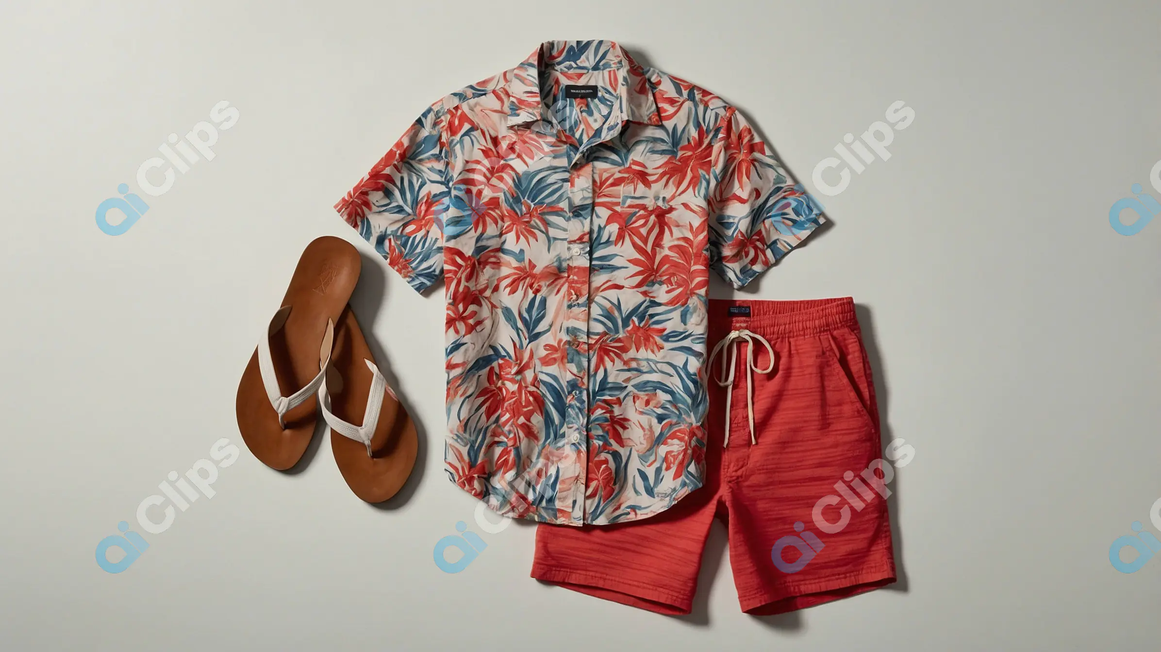 Tropical Summer Outfit with Floral Shirt and Shorts