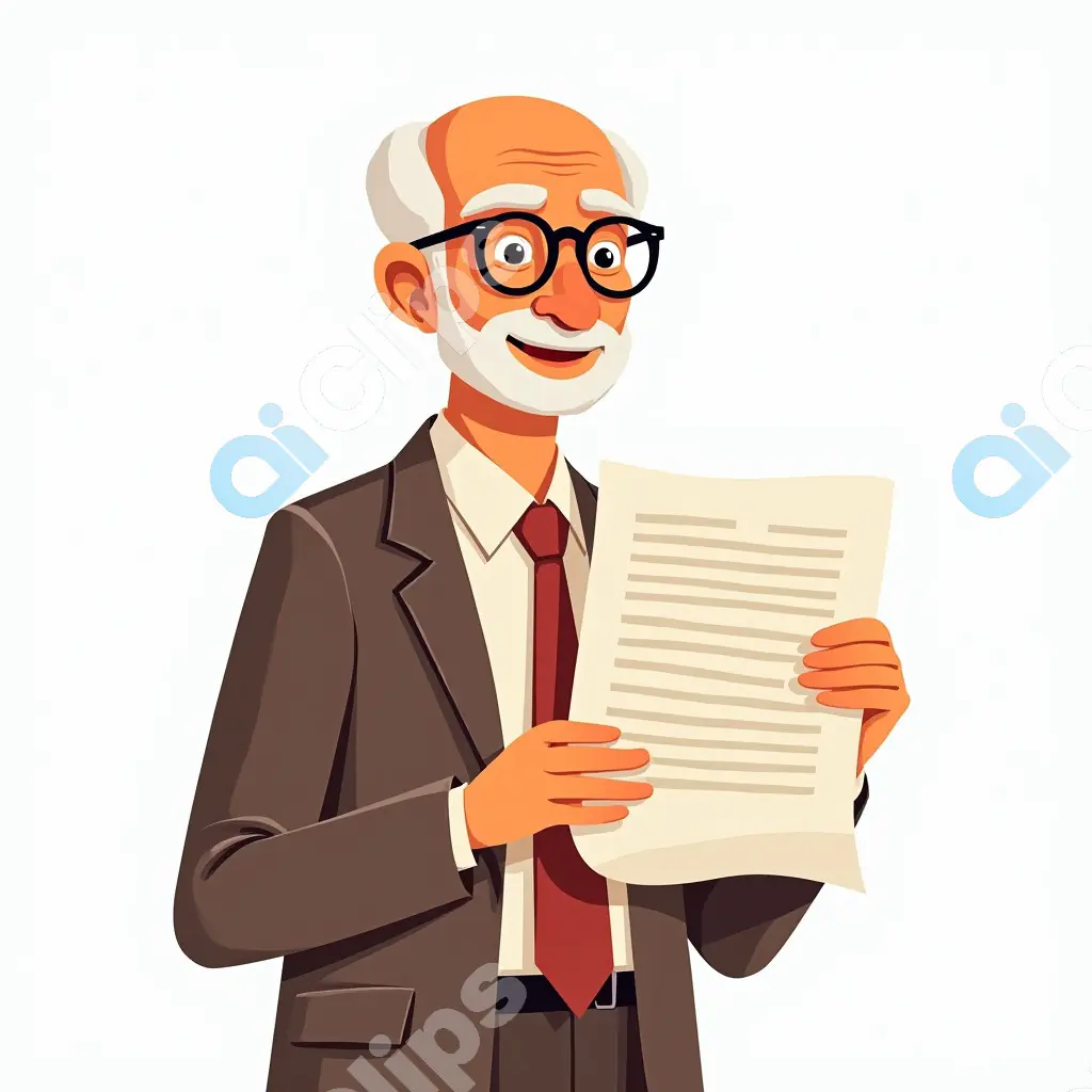 Senior Professional Man Holding Document Vector Illustration