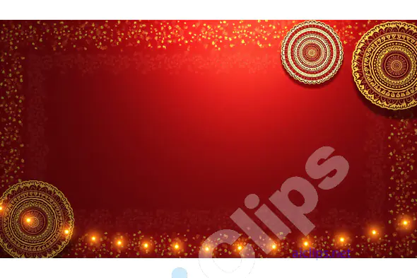 Elegant Diwali Red Background with Rangoli and Lights