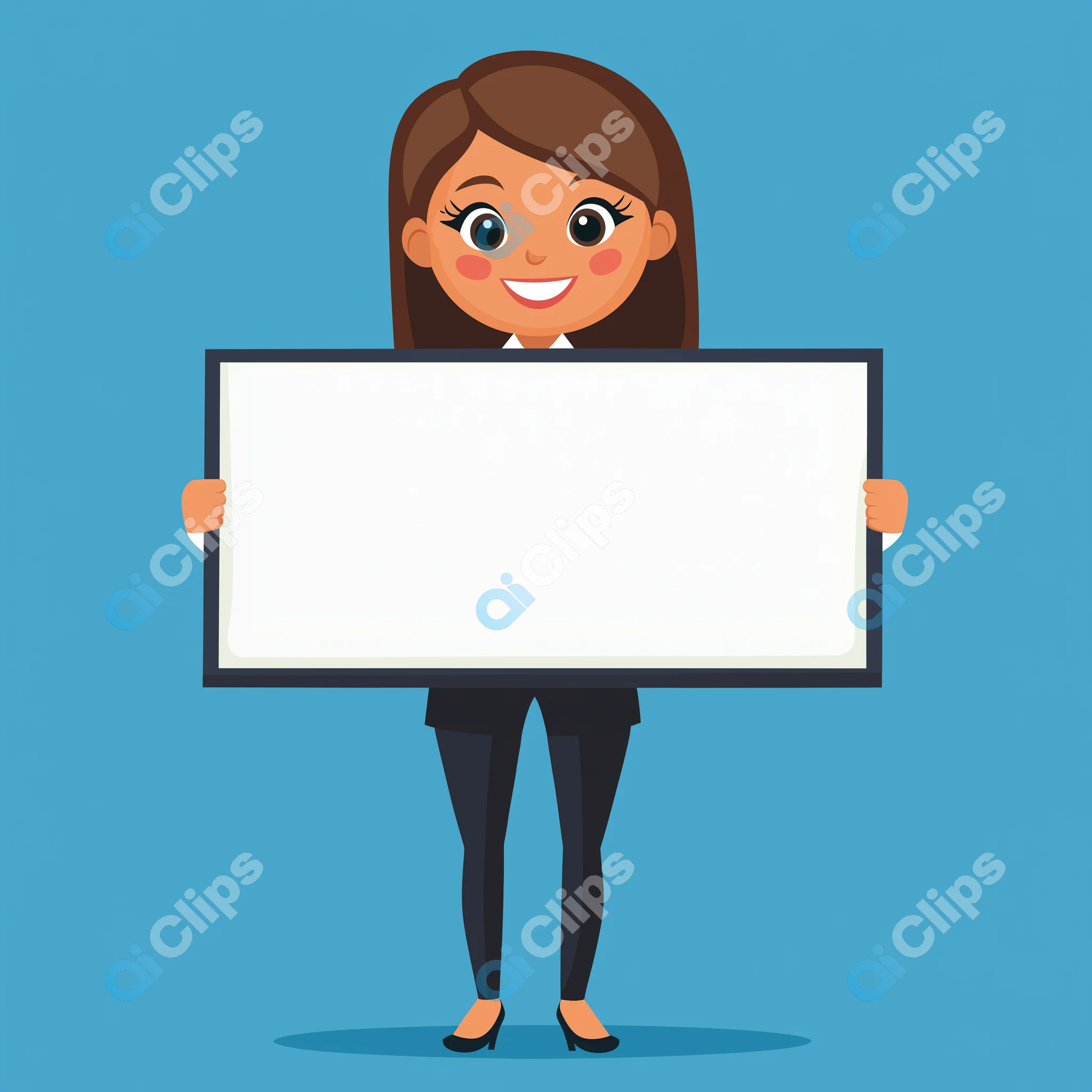 Smiling Woman Holding Blank Sign