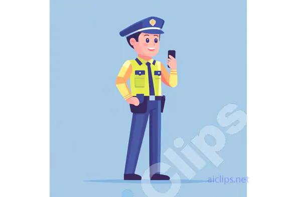 Smiling Police Officer with Radio