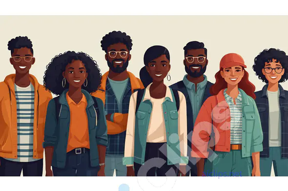 Diverse Group of Young Adults Illustration