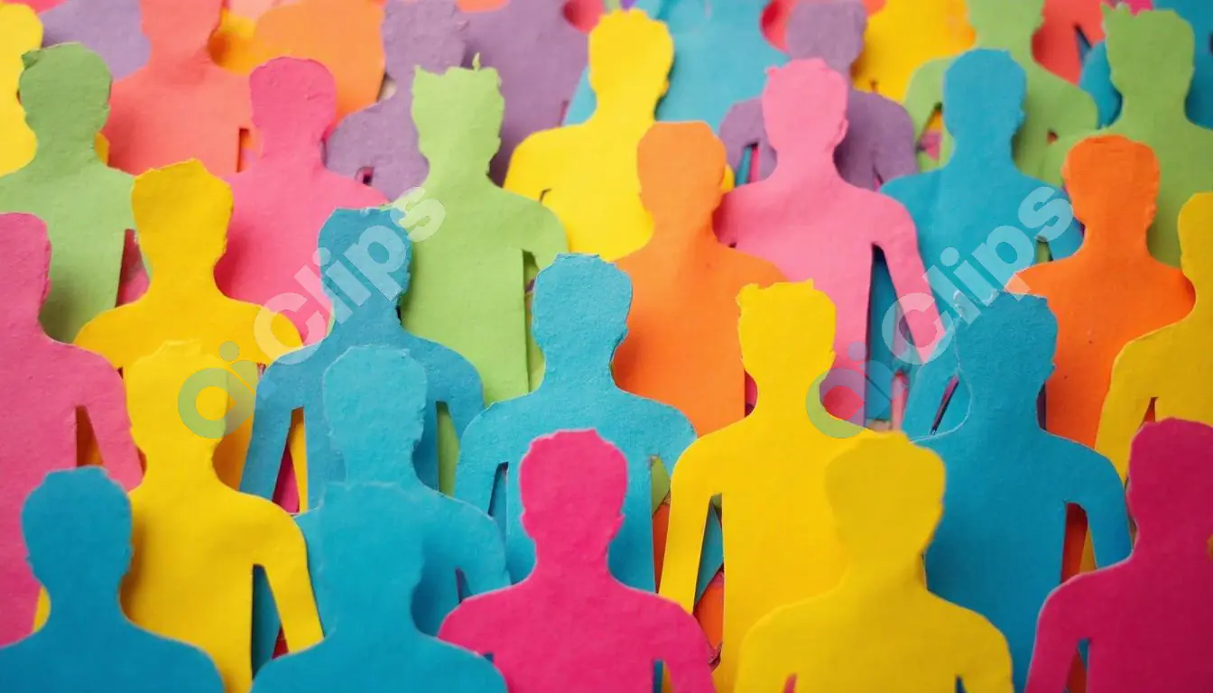 Multicolored Human Silhouette Cutouts