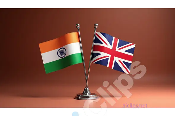 India-UK Diplomatic Flags on Display