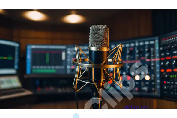 Studio Microphone with Audio Mixing Equipment