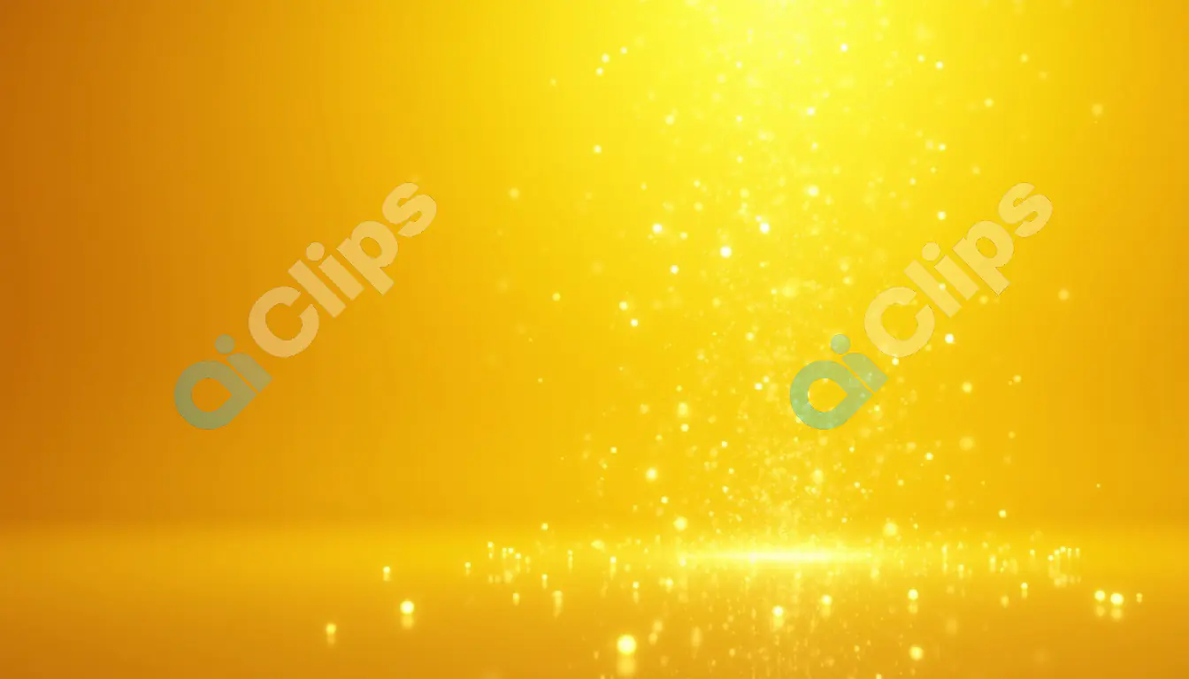 Glowing Golden Light Particles on Yellow Background