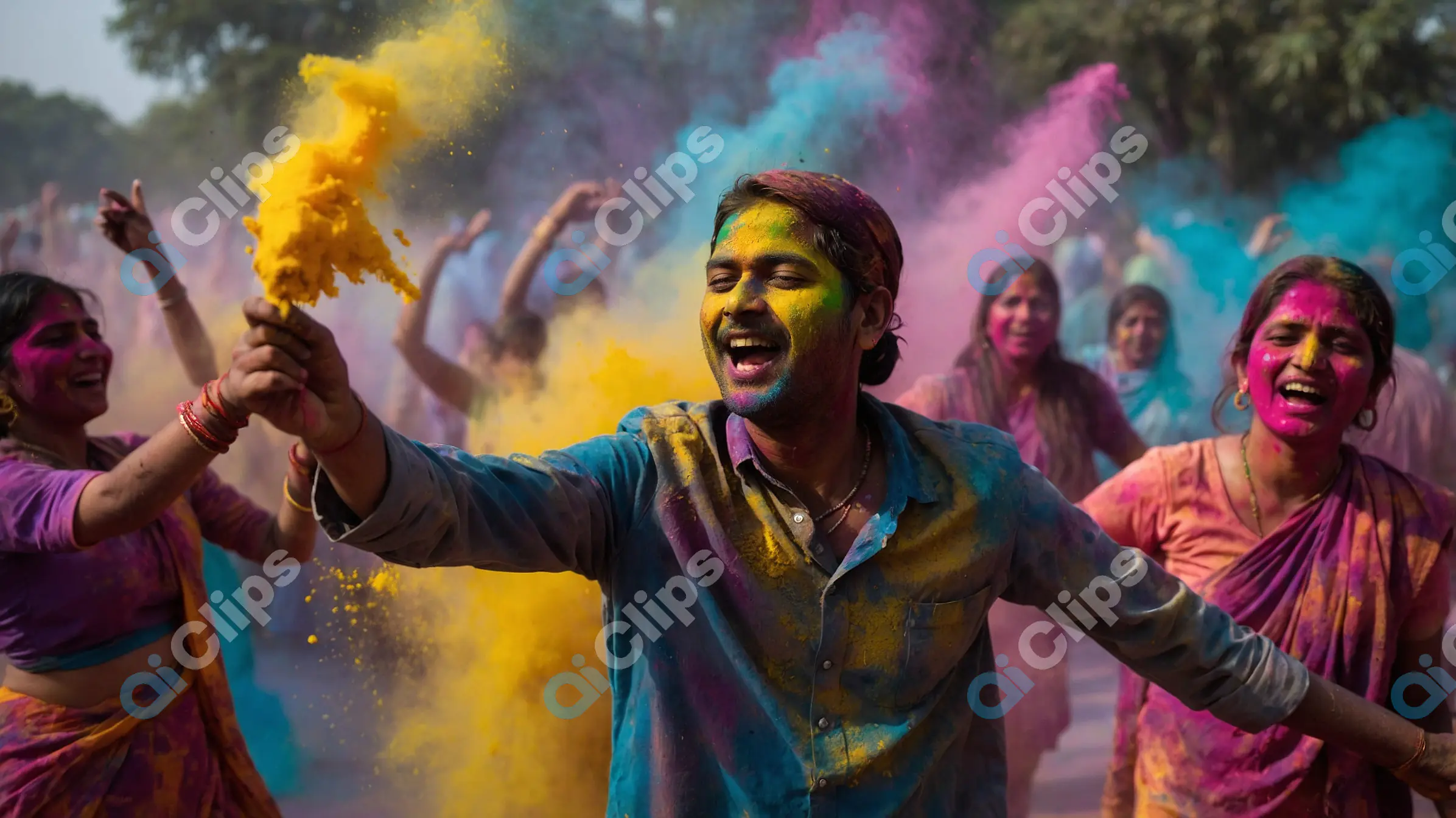 Colorful Holi Festival Celebration