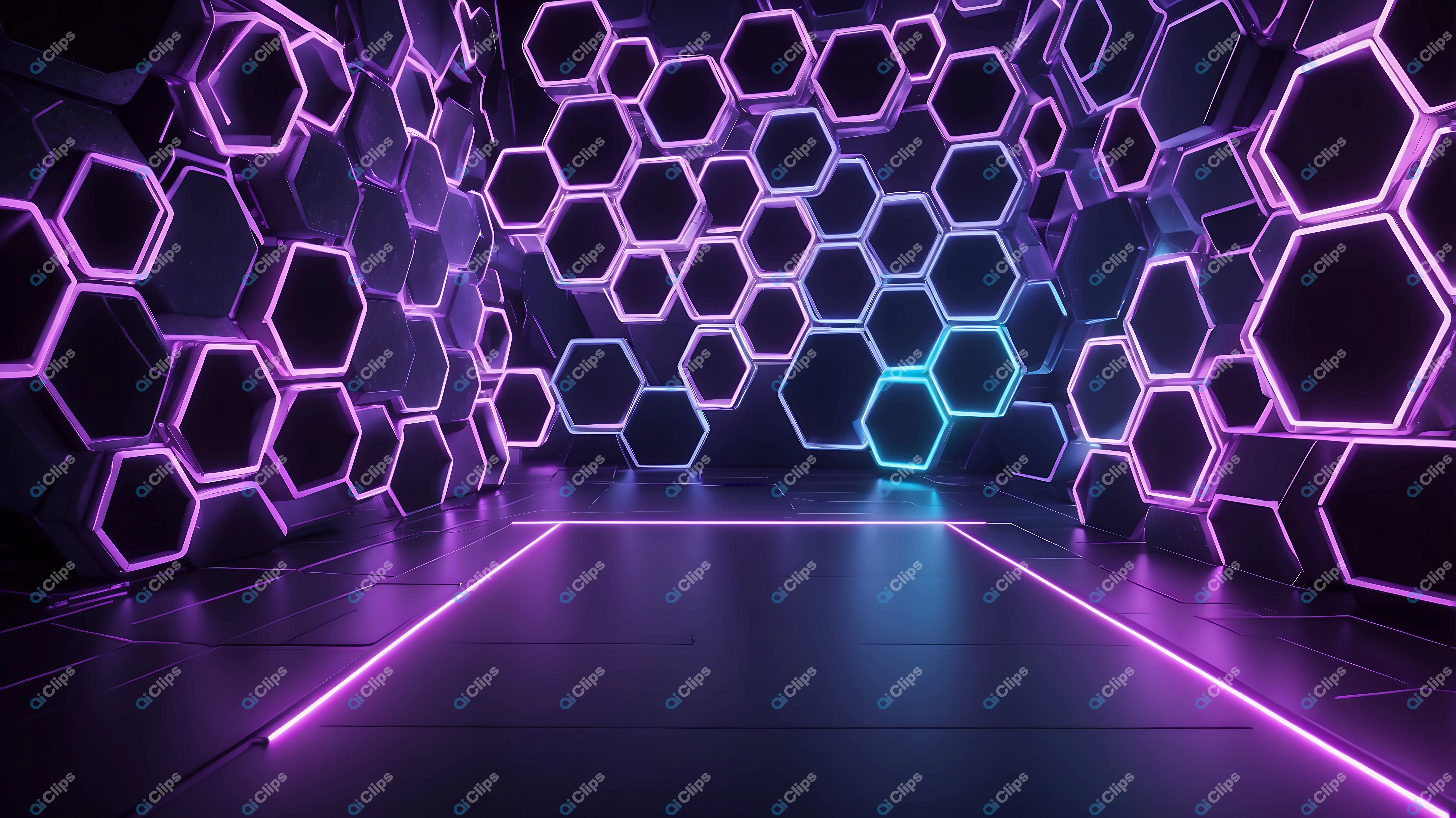 Neon Purple Hexagon Background