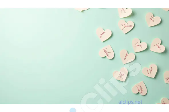 Handwritten Heart-Shaped Notes on Mint Green Background
