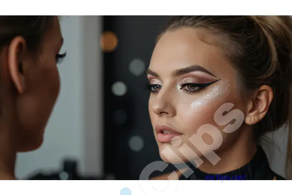 Close-Up of Glamorous Makeup Application