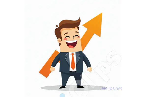 Happy Businessman with Growth Arrow Vector Illustration