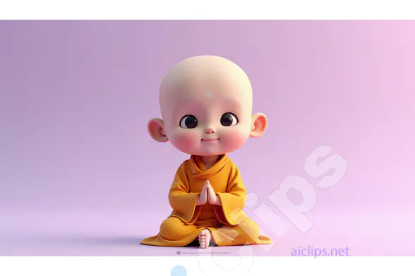 Adorable Baby Monk in Meditation Pose