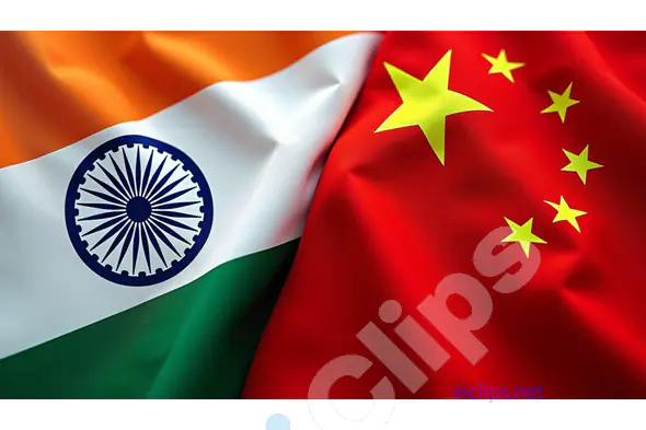 India-China Flag Diplomatic Relations Image