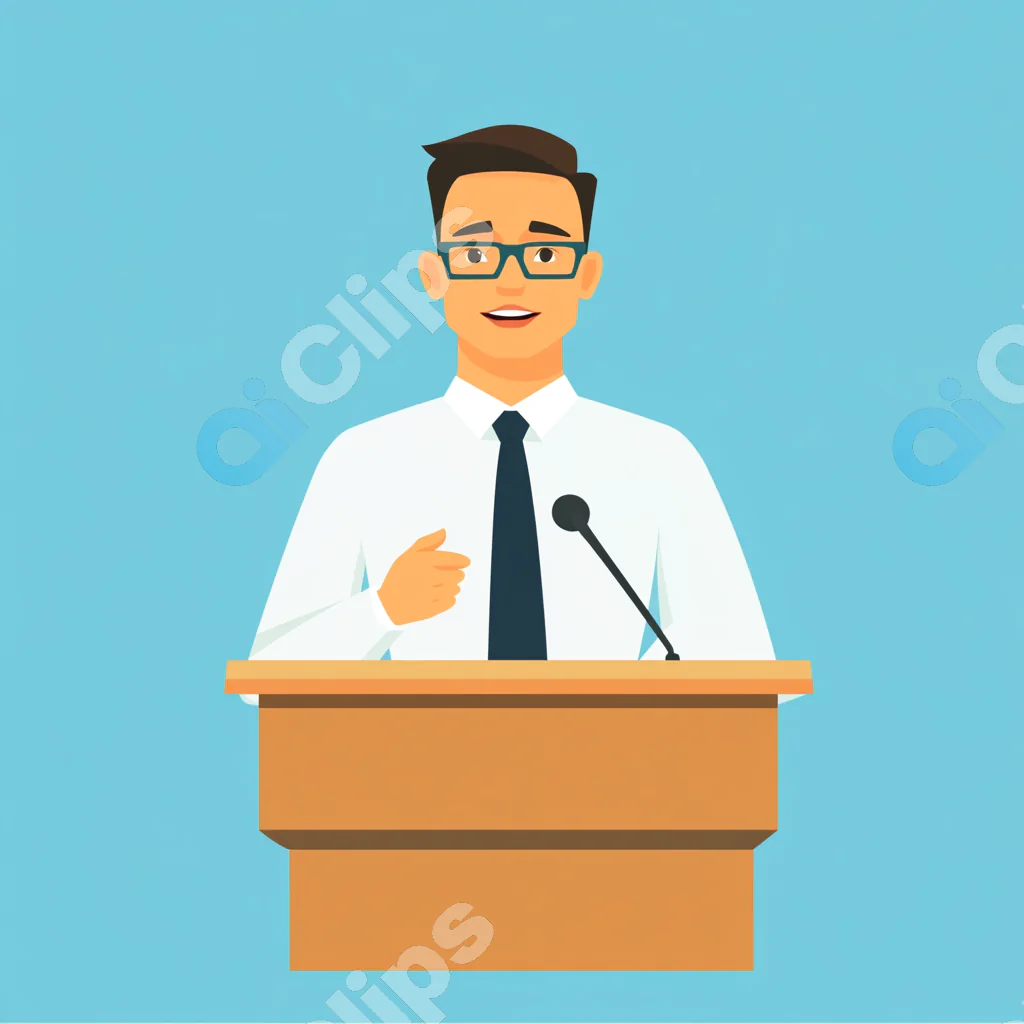 Confident Speaker at Podium