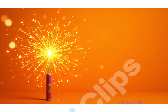 Sparkling Diwali Firecracker Burst on Orange Background