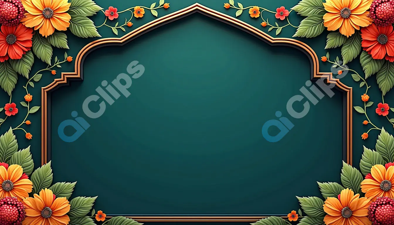 Floral Arch Frame with Green Background