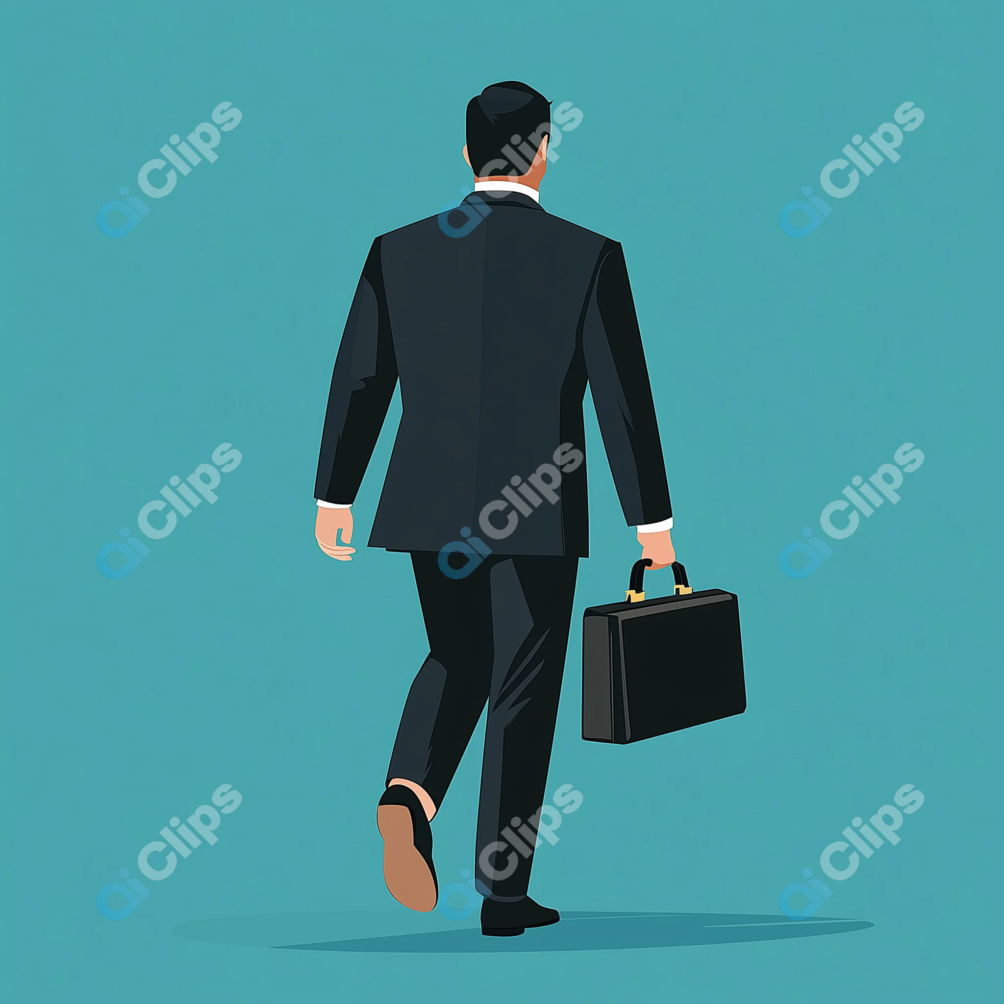 Businessman Walking Away with Briefcase