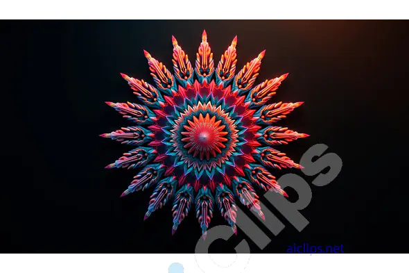 Radiant Mandala with Red, Blue, and Orange Petals