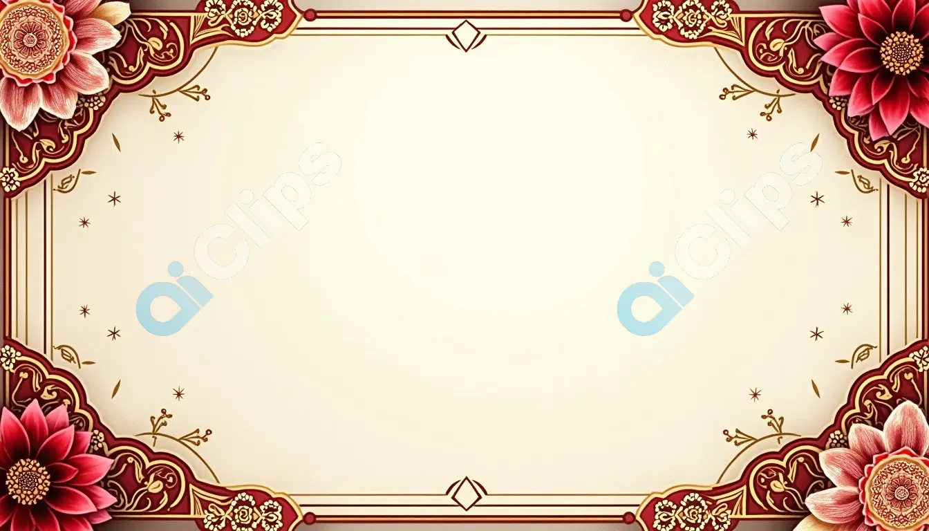 Ornate Floral Border with Red and Gold Accents