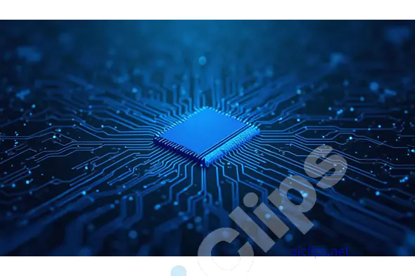 Blue Microchip Circuit Board Illustration