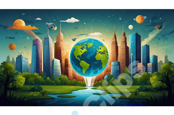 Earth in a Modern City Illustration