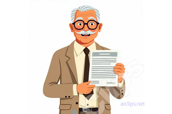 Elderly Businessman Holding Document Vector Illustration