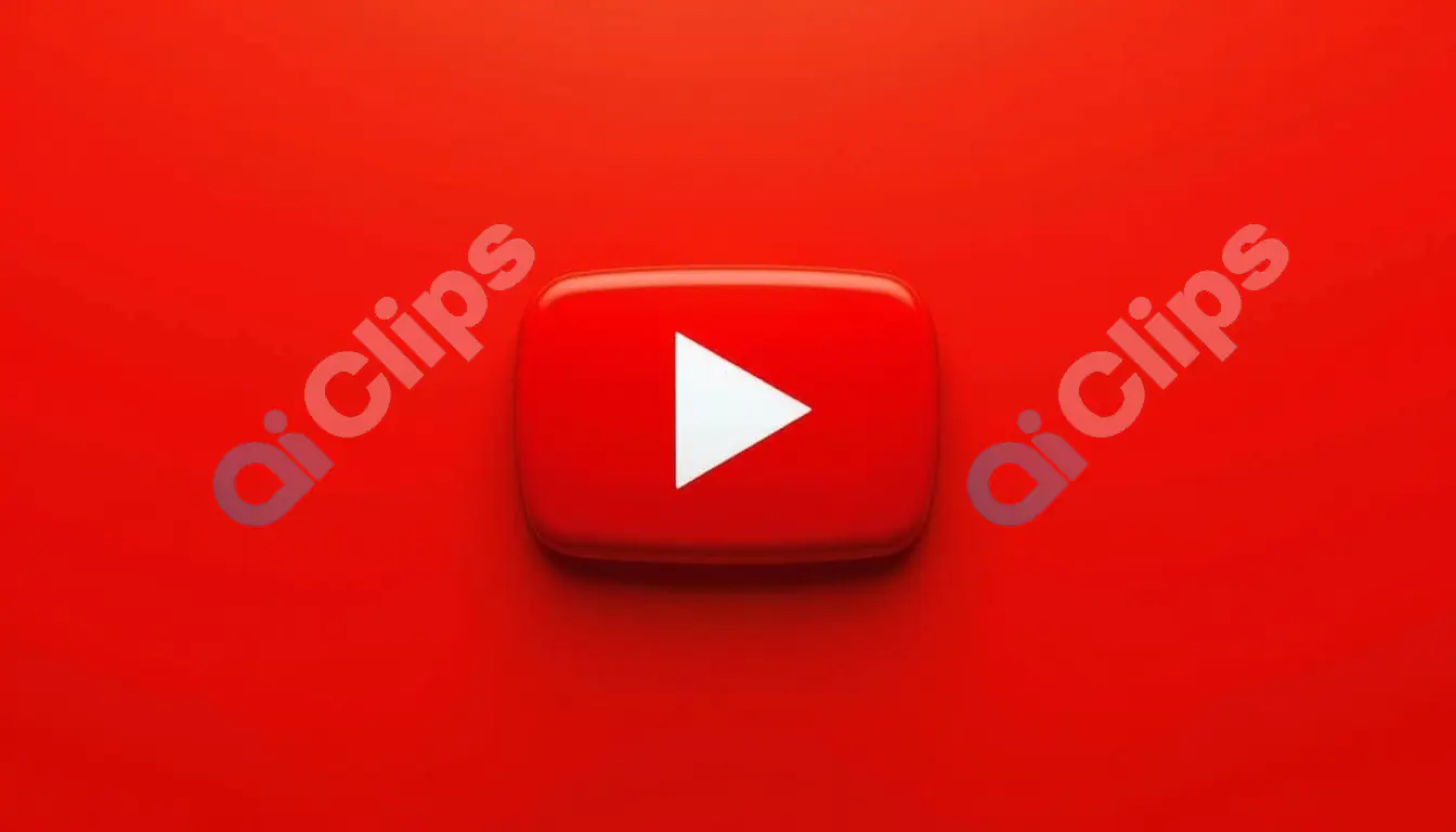 3D YouTube Play Button Icon on Red Background