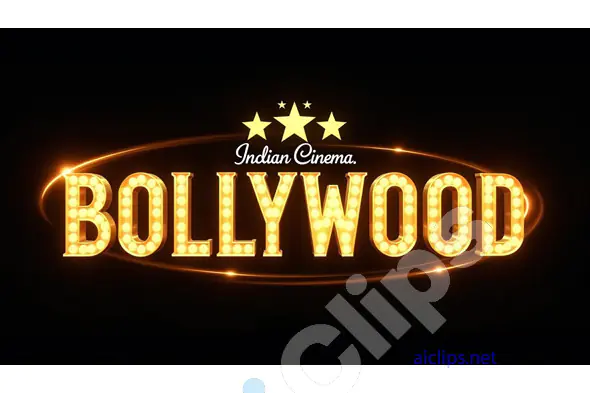 Illuminated Bollywood Sign with Indian Cinema Text