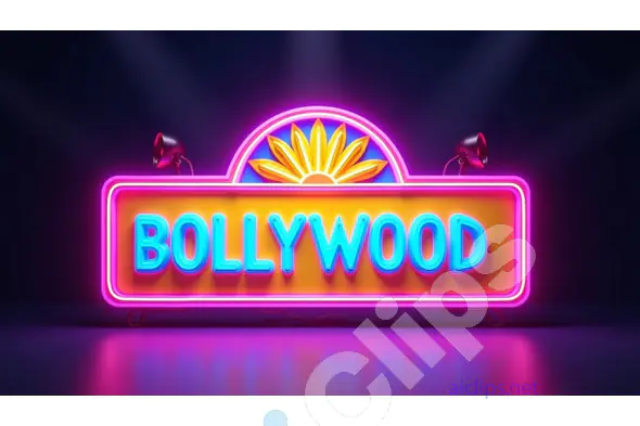 Neon Bollywood Sign with Spotlight