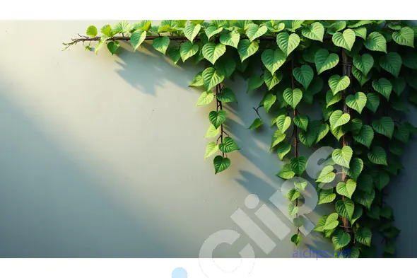 Green Ivy on Sunlit Wall