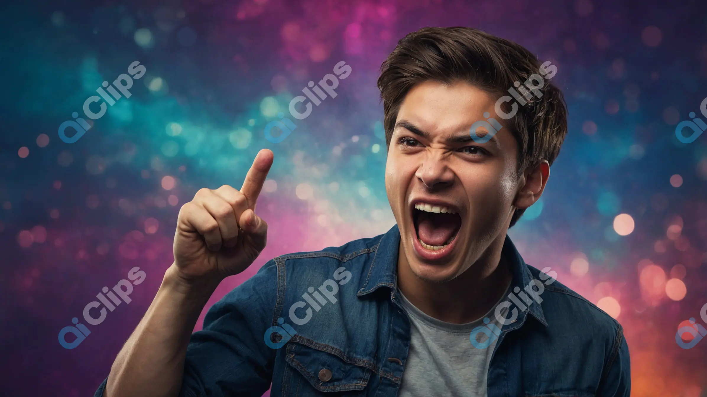 Excited Young Man Expressing Victory - Studio Portrait