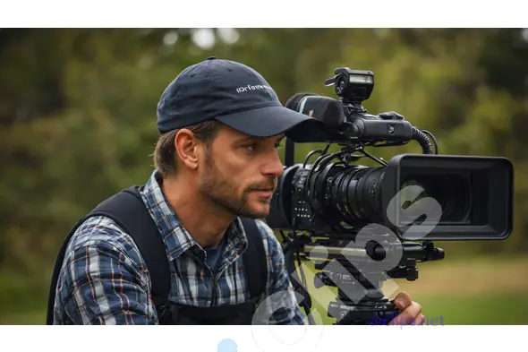 Professional Cameraman Filming Outdoors - Focused Cinematography