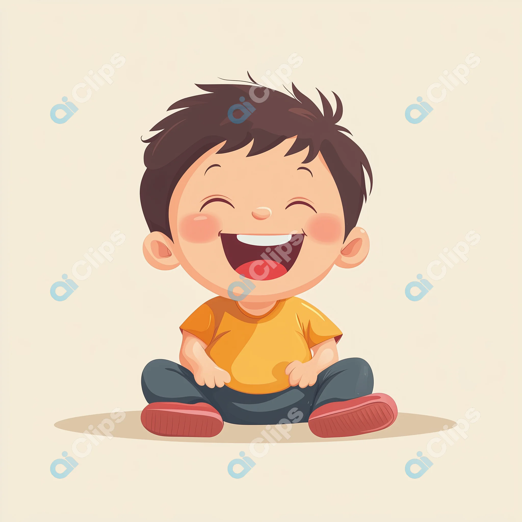 Laughing Child Sitting Illustration