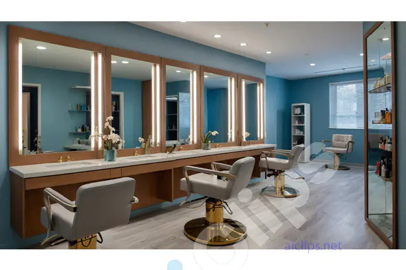 Modern Hair Salon Interior with Styling Stations