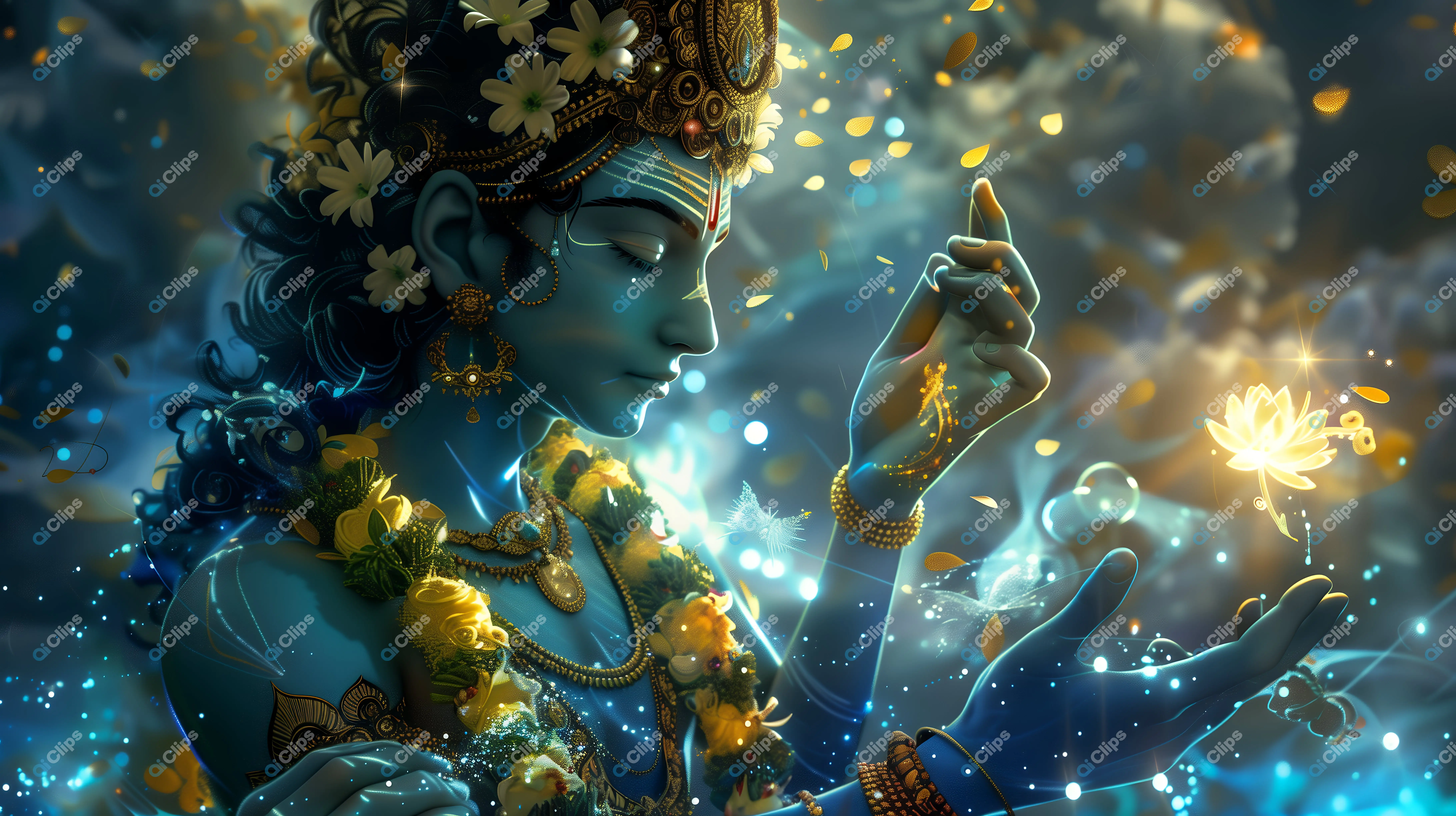 Shree krishna with lotus