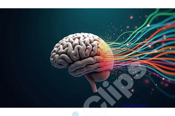 AI Brain with Colorful Data Streams