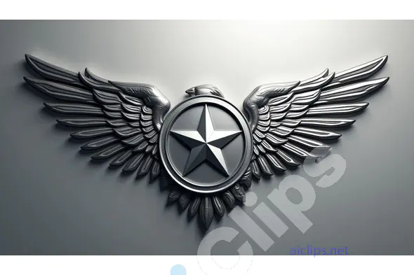 Silver Winged Star Insignia on Matte Background