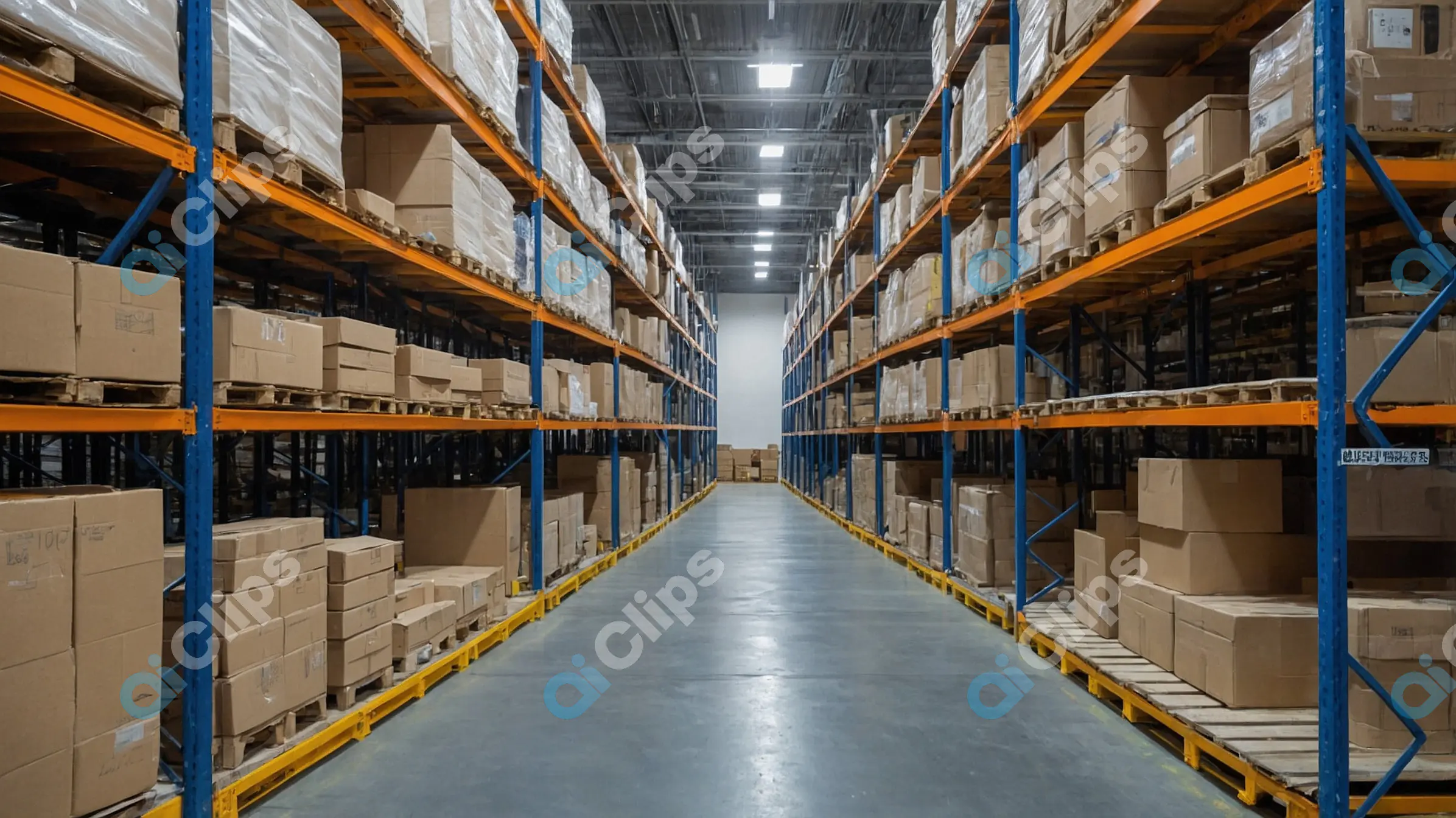 Large Warehouse Storage with Cardboard Boxes