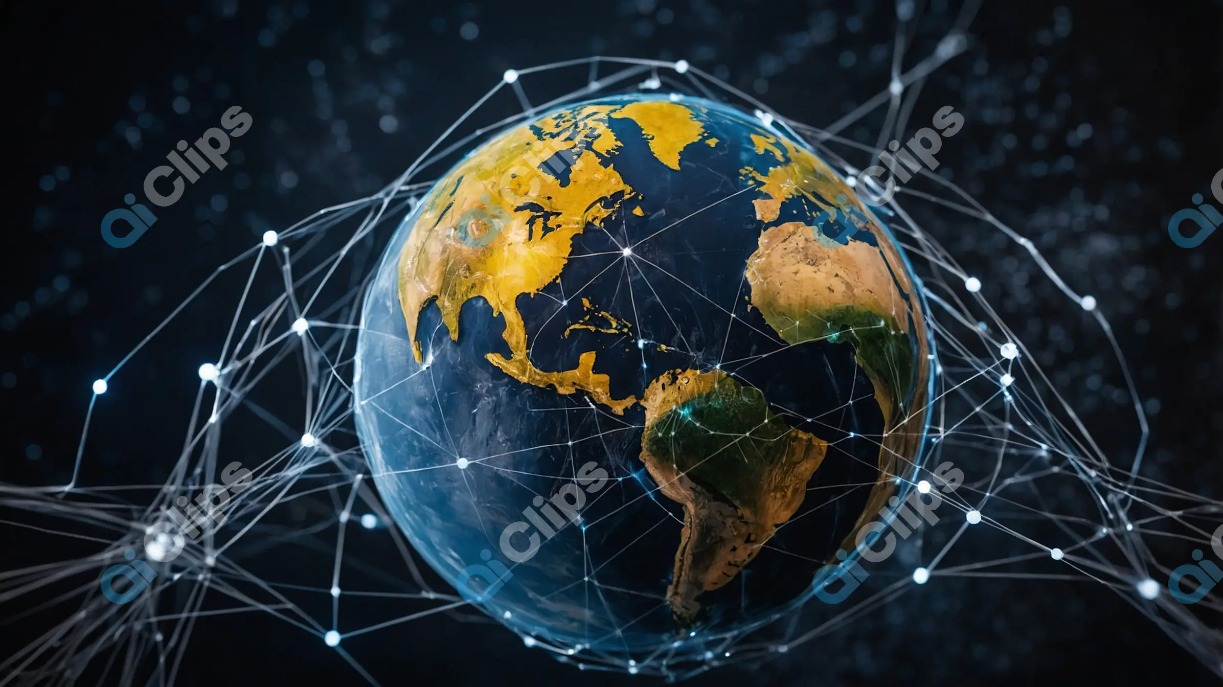 Global Network Connections - Earth in Digital Web