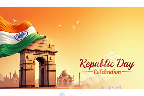 Republic Day Celebration with India Gate and Taj Mahal