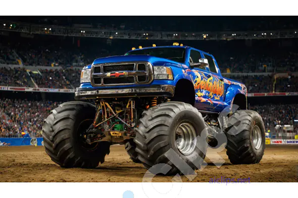 Blue Monster Truck in Action Arena