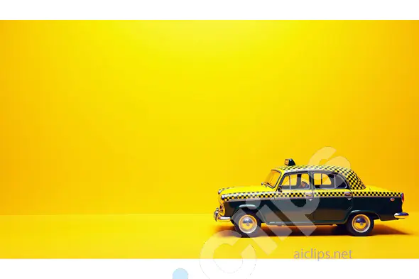 Iconic Indian Taxi on Yellow Background