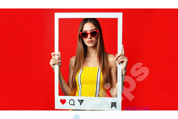 Fashionable Woman Holding Social Media Frame