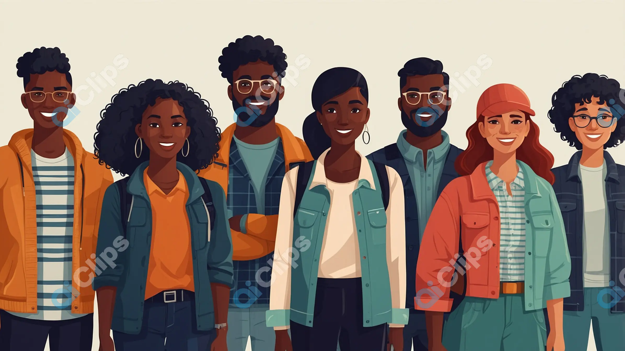 Diverse Group of Young Adults Illustration