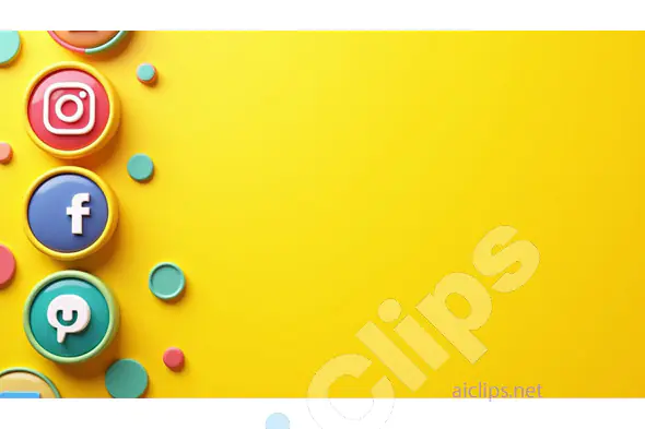 Social Media Icons on Vibrant Yellow Background