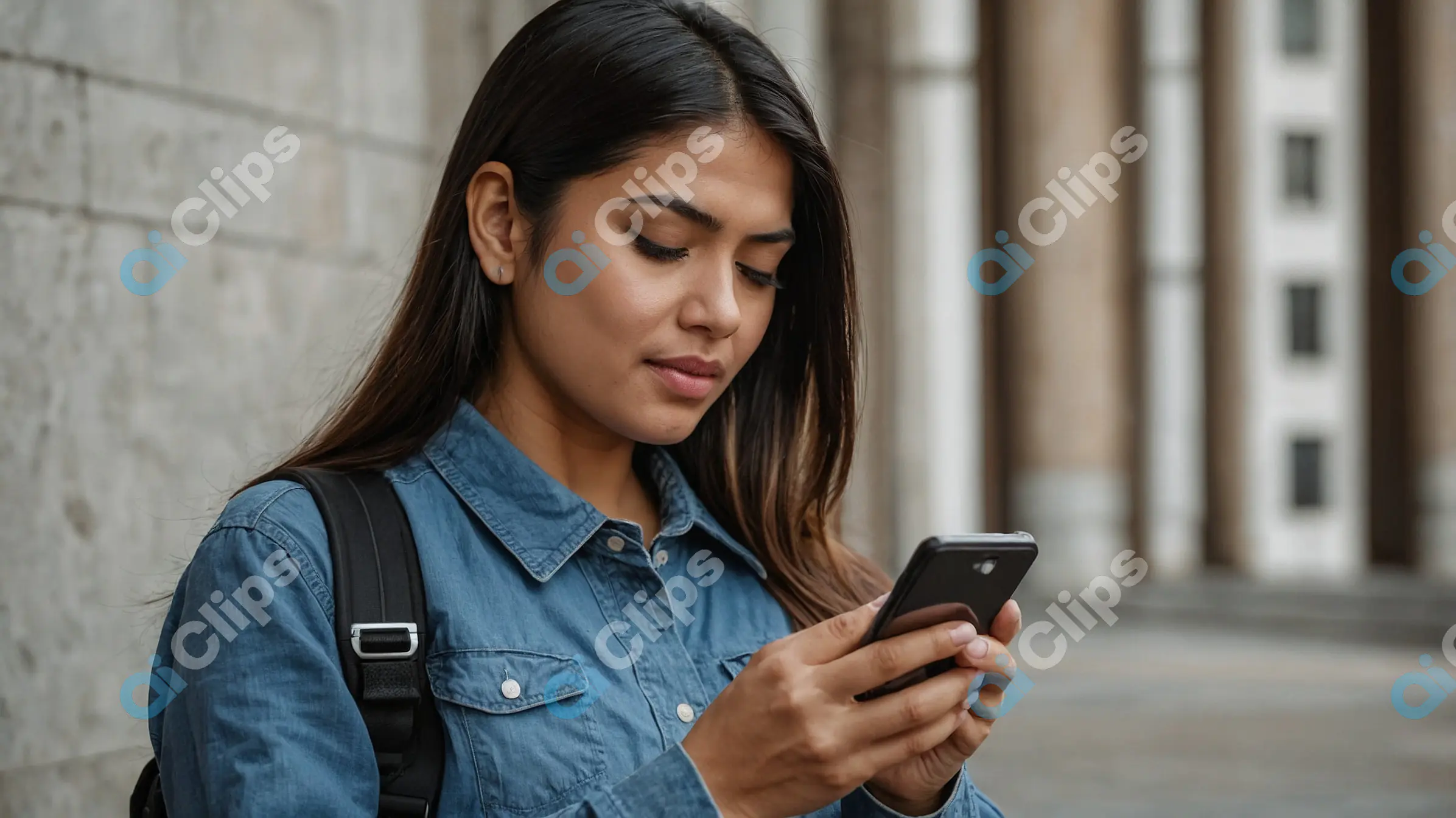 Woman Using Smartphone Outdoors