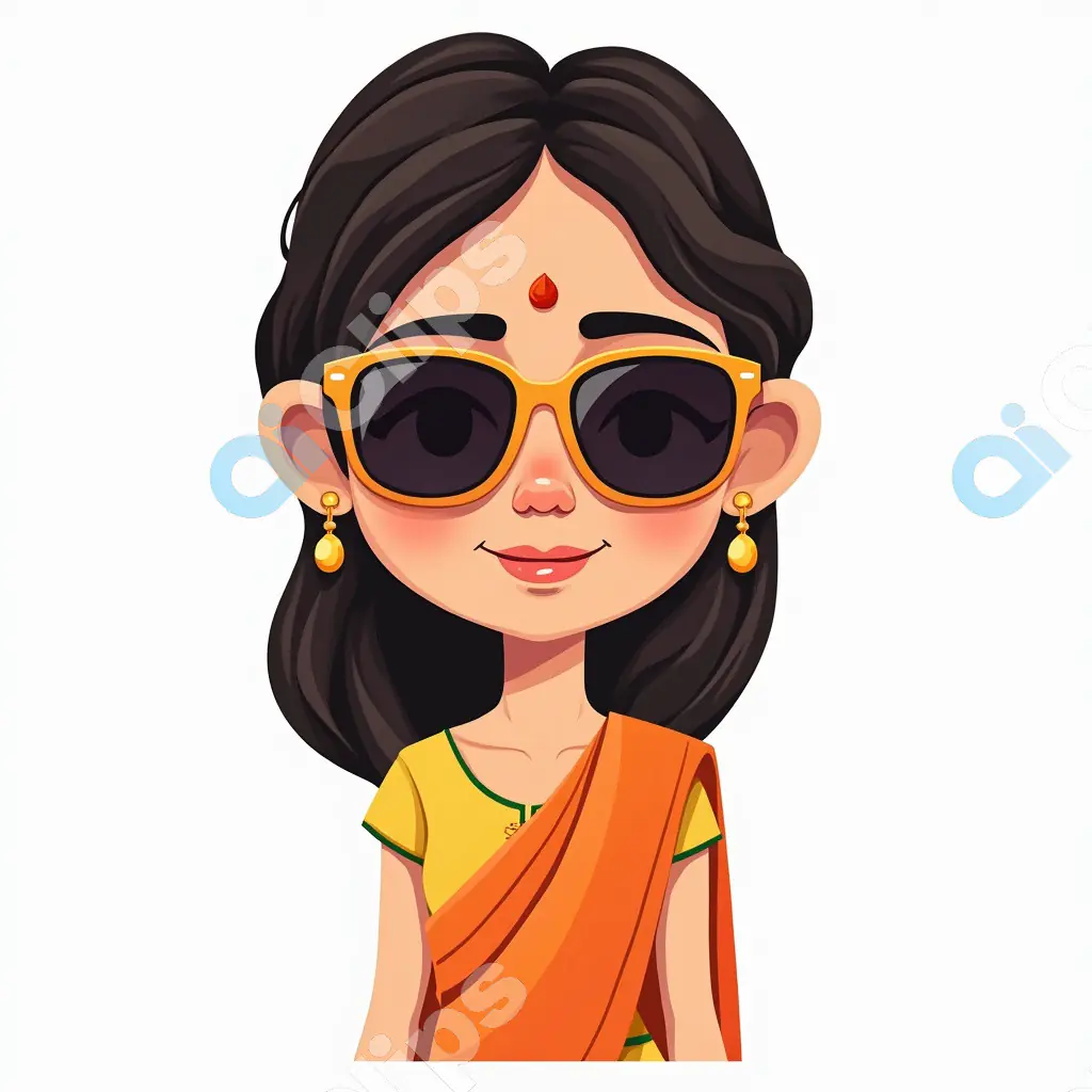 Indian Woman Avatar with Sunglasses - Traditional Meets Modern